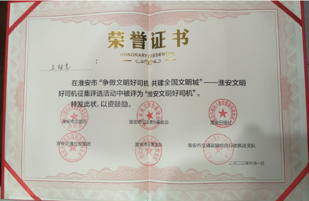 公司近年获省、市、区各级行政管理部门表彰的先进个人