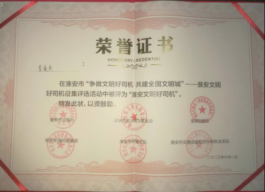 公司近年获省、市、区各级行政管理部门表彰的先进个人